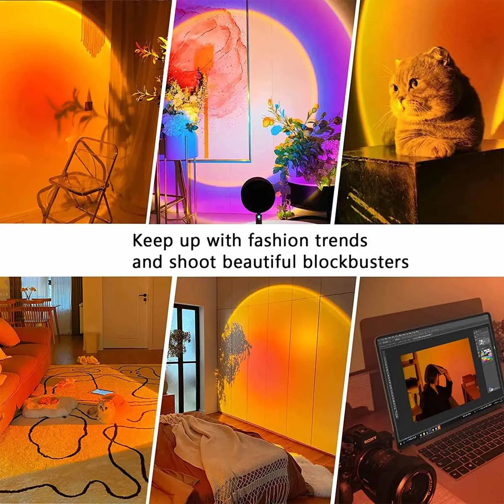Sunset Projection Lamp – Romantic LED Sunset Light for Bedroom, Aesthetic Room Decor & Photography