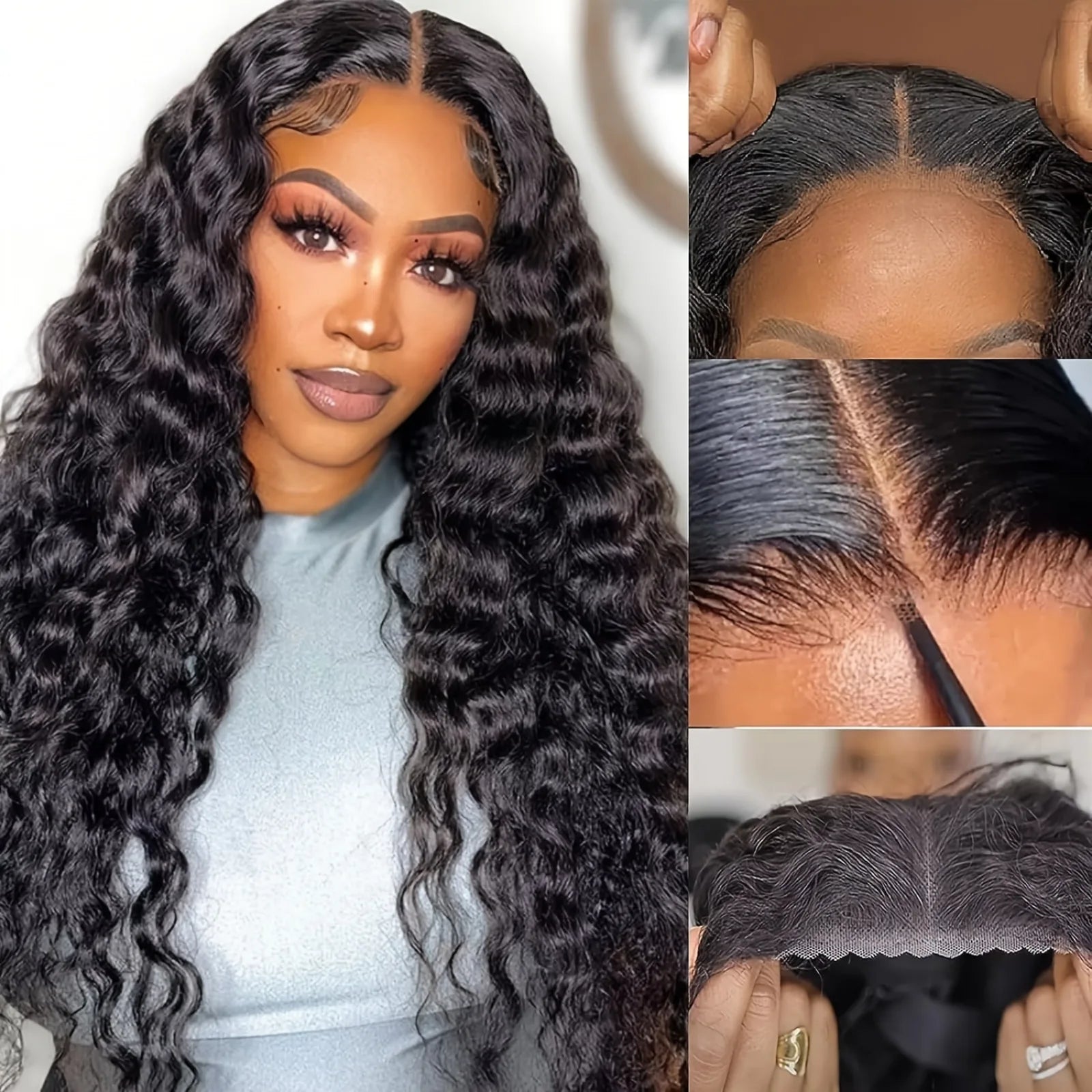 200% Density 40 Inch Glueless Put On And Go 5x5 Lace Closure Deep Wave 13x4  13x6 No Glue Needed Ready To Go Human Hair Wig