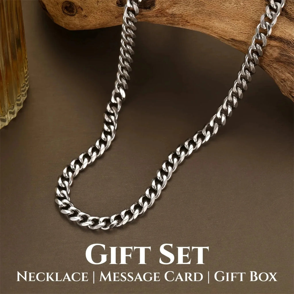 To My Boyfriend High Quality Cuban Chain Necklace, Promise Necklace, Anniversary Gift Birthday Gift for Boyfriend, Card & Box